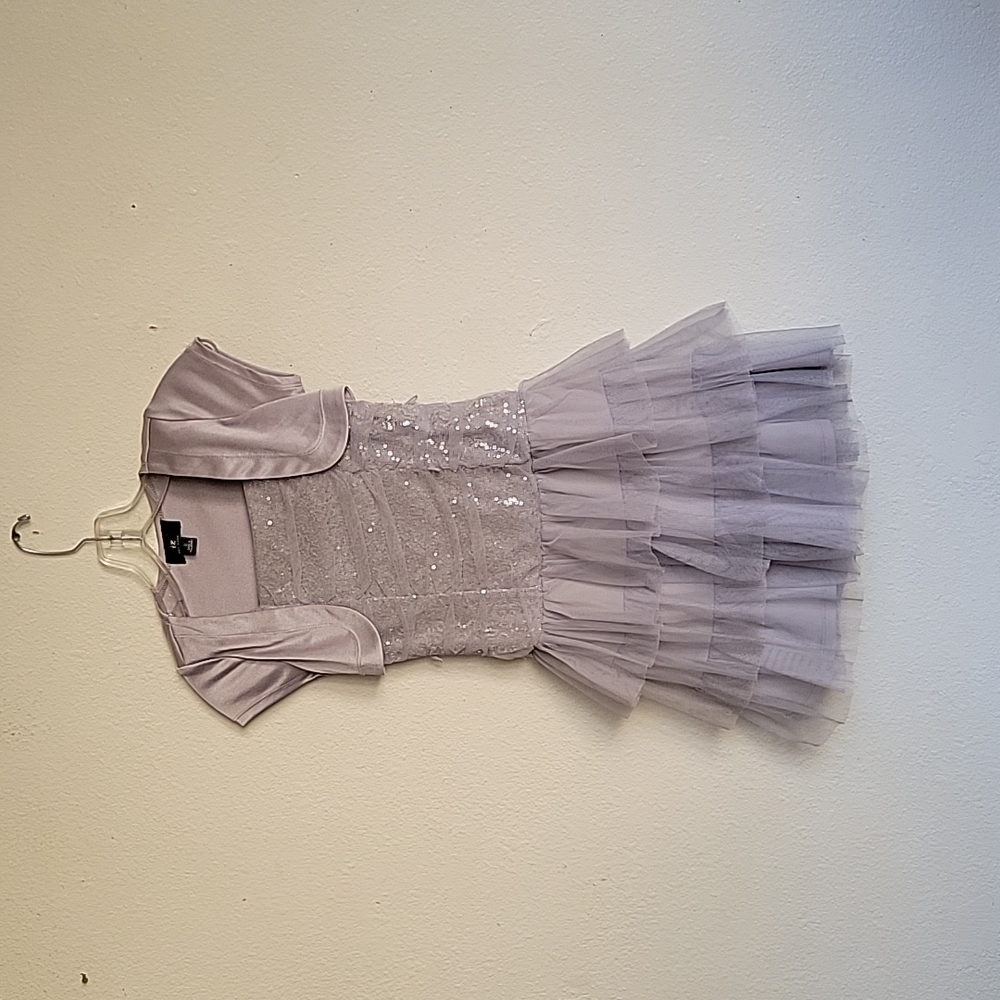 IZ AMY BYER girl raffle dress size 8 color silver